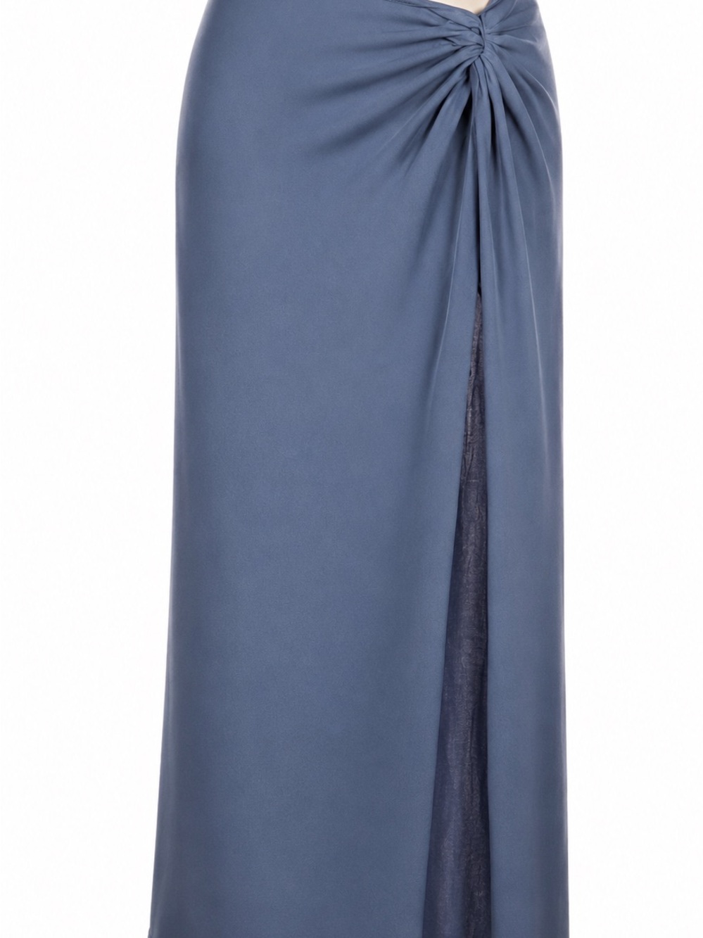 Zara Slate Blue Twisted Front Maxi Skirt with Side Slit